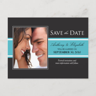 Bold Aqua Stripe Save the Date Postkarte