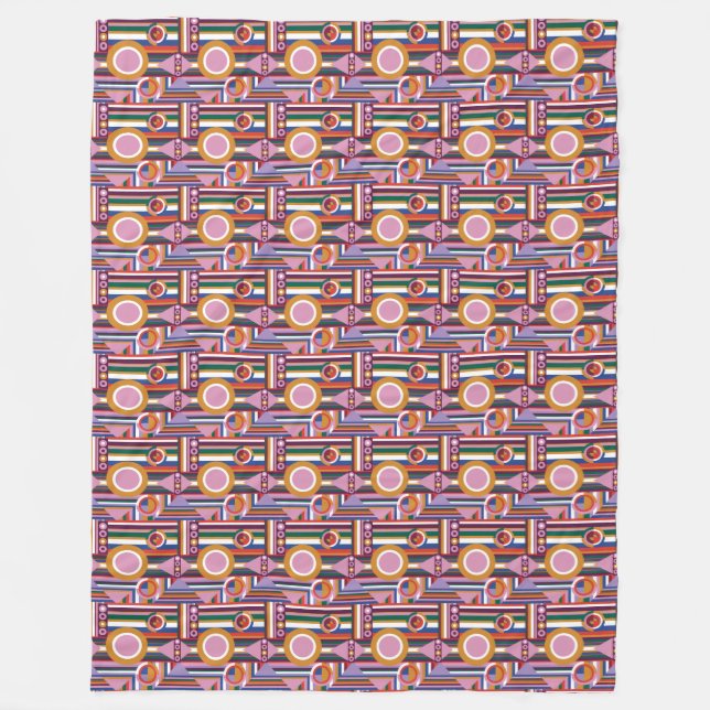 Bold Avant Garde Retro Geometric Fleece Blanket (Vorderseite)