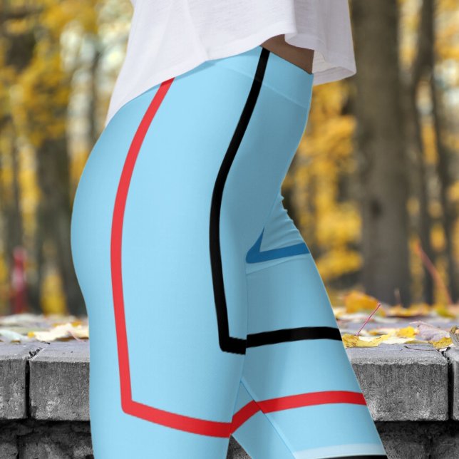 Bold Baby Blue Abstrakt Print Leggings (Abstract on Baby Blue)