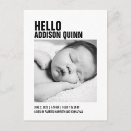 Bold Baby Foto Geburtsankündigung Postcard Ankündigungspostkarte
