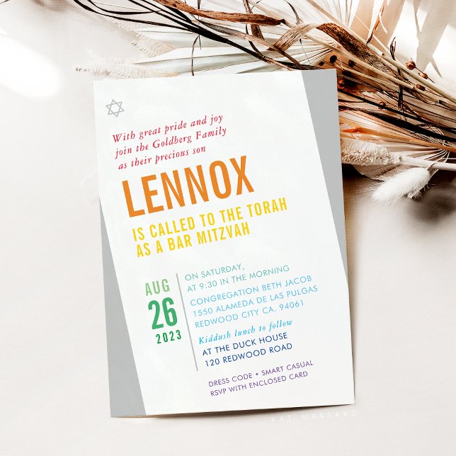 BOLD BAR MITZVAH hell, modern und farbenfroh Einladung (Von Creator hochgeladen)