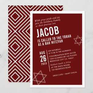 BOLD BAR MITZVAH, schlicht, modern, weiß Einladung