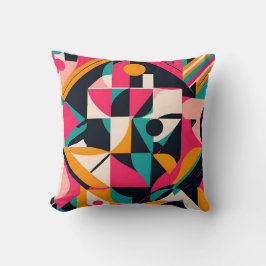 Bold Bauhaus Florals: Vibrant geometrisches Design Kissen