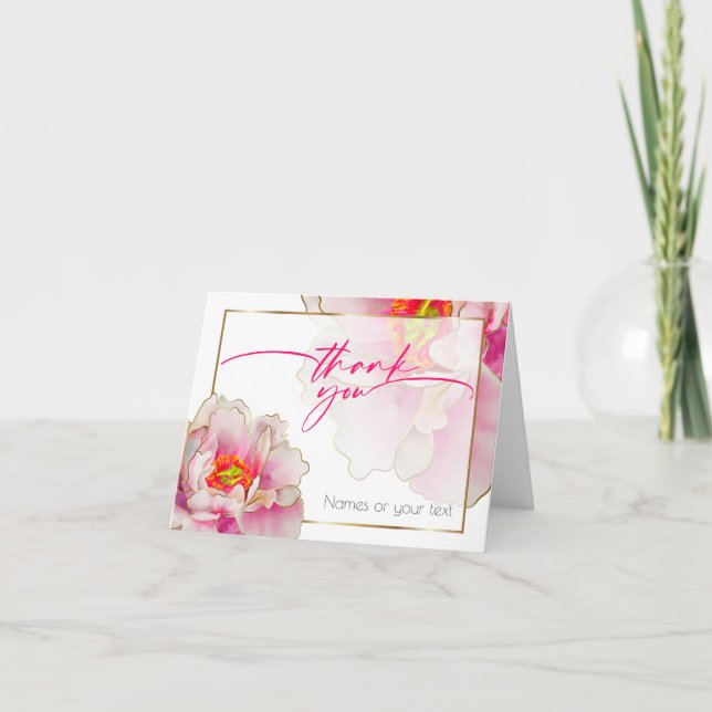 Bold Beautiful Scarlet Peony Danke Karte (Vorderseite)