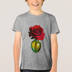 Bold Beauty - Red Vase & Single Rose Girls' Tri-Blend Shirt