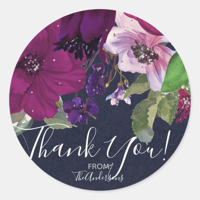 Bold Berry Fuchsia Floral Bouquet Chic Wedding Runder Aufkleber (Vorderseite)