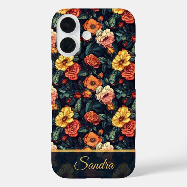 Bold Birthday Party Rose Floral Custom iPhone 16 Hülle (Rückseite)