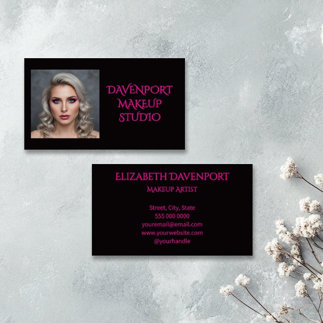 Bold Black and Hot Pink Visitenkarte (Von Creator hochgeladen)