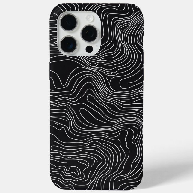 Bold Black and White Topographic Art 🖤 Case-Mate iPhone Hülle (Rückseite)