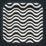 Bold Black and White Wavy Abstract Pappteller<br><div class="desc">A striking visual effect is created by a seamless pattern of wavy black lines on a white background</div>