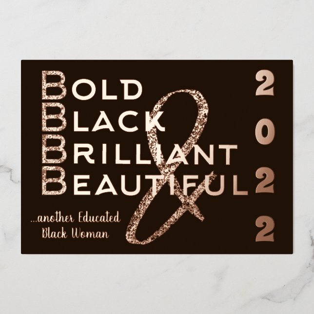 Bold, Black & Brilliant 2022 Abschluss Einladung (Vorderseite)