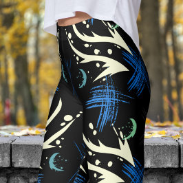 Bold Black Dragon Slash Pattern Leggings