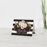 Bold Black, Elfenbeinstreifen, Florals Danke