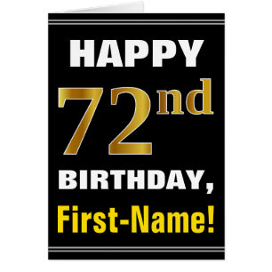 Bold, Black, Faux Gold 72e anniversaire avec carte