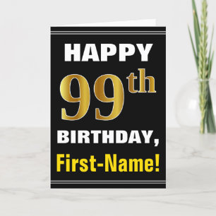 Bold, Black, Faux Gold 99e anniversaire avec carte