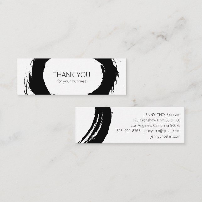 Bold Black Ink Paint Modern Simple Order Vielen Da Mini Visitenkarte (Vorne/Hinten)