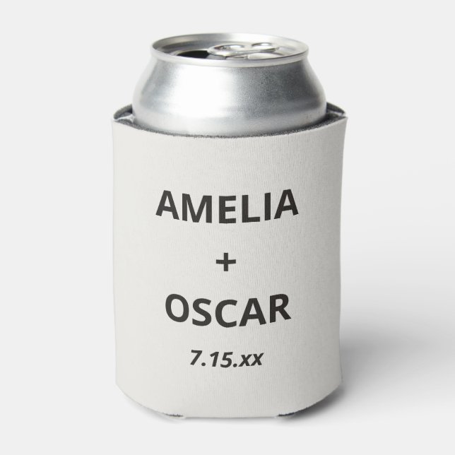 Bold Black Ivory Modern Wedding Names Date Custom Dosenkühler (Kanne Vorderseite)