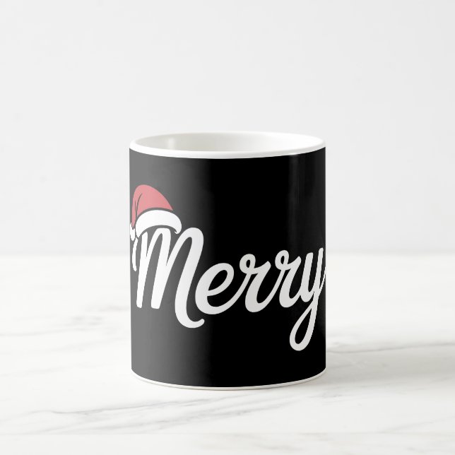 Bold Black Merry Christmas Santa Hat Kaffeetasse (Mittel)