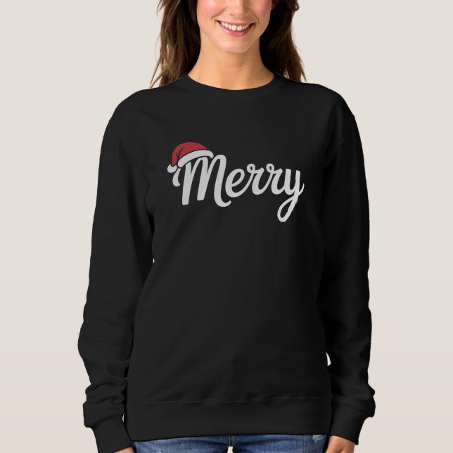 Bold Black Merry Christmas Santa Hat Sweatshirt (Vorderseite)