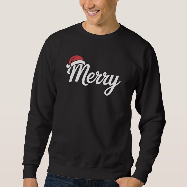 Bold Black Merry Christmas Santa Hat Sweatshirt (Vorderseite)