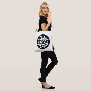 Bold Black Om Circle Symbol Boho Tasche