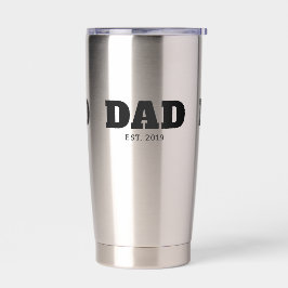 Bold Black Text Est Year Dad Thermobecher