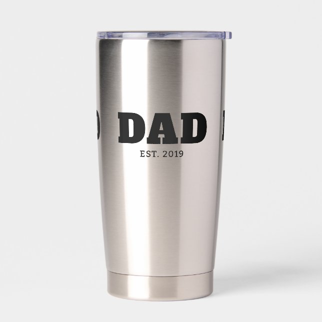 Bold Black Text Est Year Dad Thermobecher (Links)