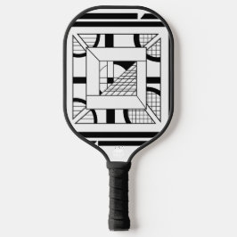 Bold Black White Geometric Abstract Line Art Pickleball Schläger