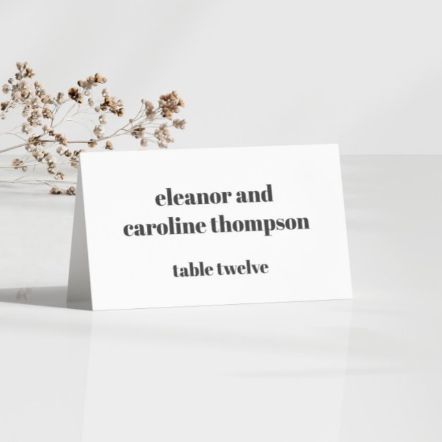 Bold Black White Retro Custom Wedding Place Card Tischnummer (Von Creator hochgeladen)