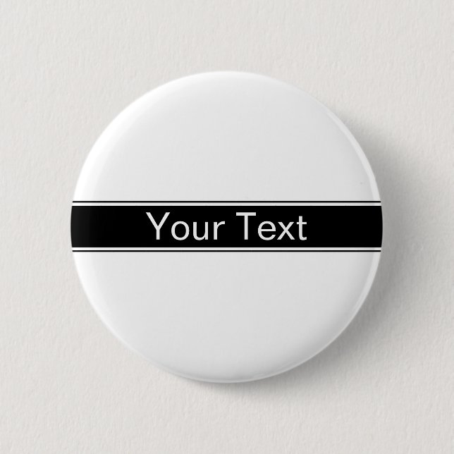 Bold Black & White Stripe Editable Text Button (Vorderseite)