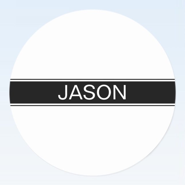 Bold Black & White Stripe Editable Text Runder Aufkleber (Von Creator hochgeladen)