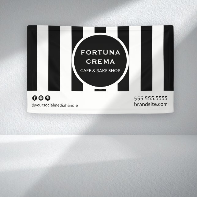 Bold Black & White Striped Business Display Event  Banner (Von Creator hochgeladen)