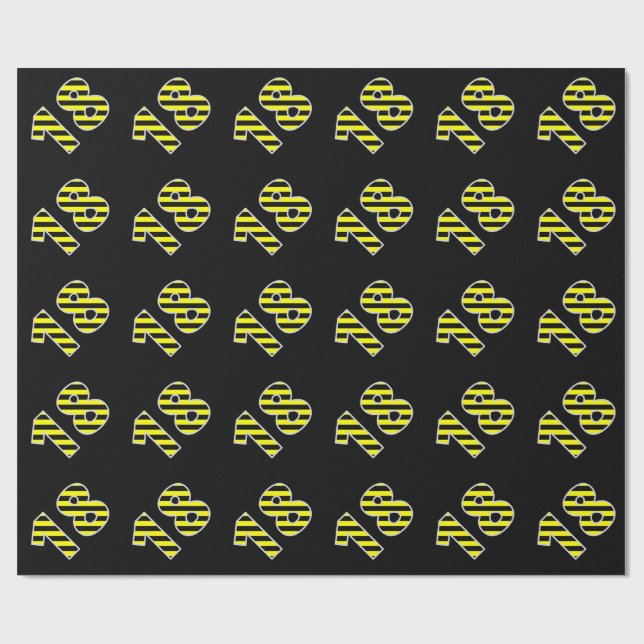Bold, Black & Yellow Stripes 18 Event # (Geburtsta Geschenkpapier (Flach)