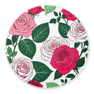 Bold Bloom Harmony - Zeitgenössische rote und rosa Keramikknauf