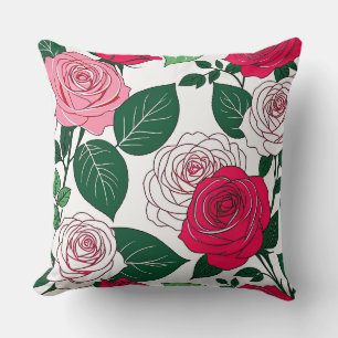 Bold Bloom Harmony - Zeitgenössisches Rot & Rosa R Kissen