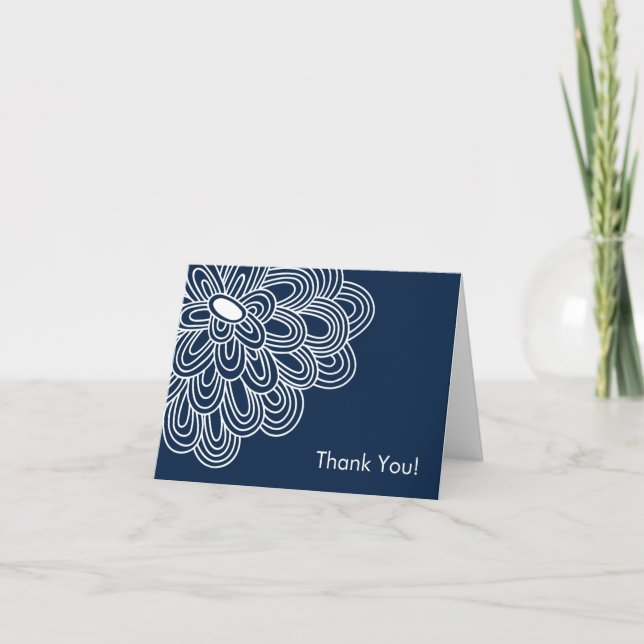 Bold Bloom Navy Blue Bridal Shower Thank You Card Dankeskarte (Vorderseite)