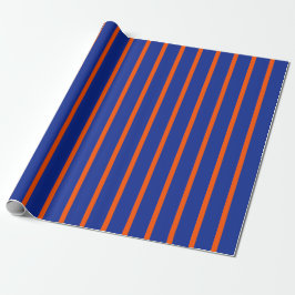 Bold Blue and Orange Spaced Stripes Vertical Geschenkpapier