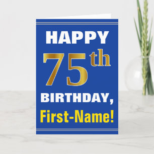 Bold, Blue, Faux Gold 75e anniversaire avec carte 