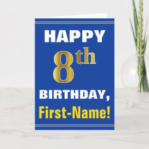 Bold, Blue, Faux Gold 8e anniversaire avec carte d