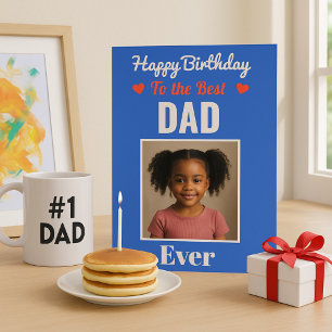 Bold Blue Foto Geburtstag für Vater von Child Karte