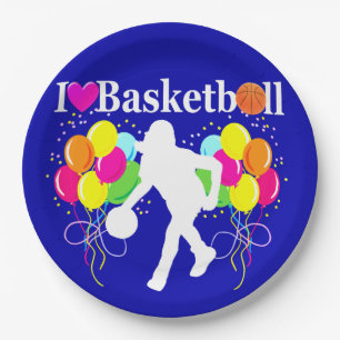 BOLD BLUE I LIEBE BASKETBALL PAPIER TELLER