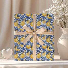Bold Blue Italy Positano Lemon Geschenkpapier