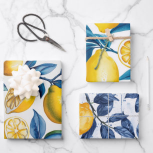 Bold Blue Italy Positano Lemon Geschenkpapier Set