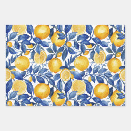 Bold Blue Italy Positano Lemon Geschenkpapier Set