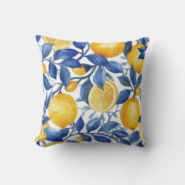 Bold Blue Italy Positano Lemon Kissen