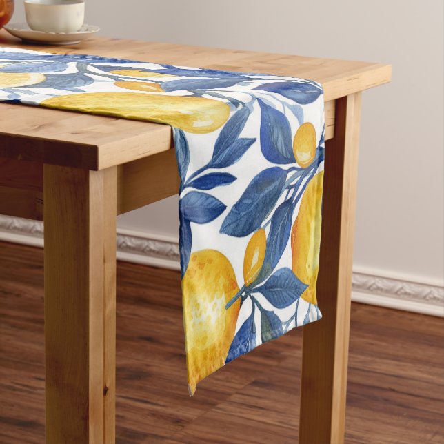 Bold Blue Italy Positano Lemon Kurzer Tischläufer (Beispiel)