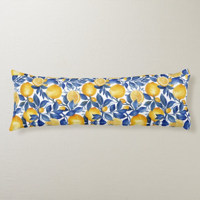 Bold Blue Italy Positano Lemon Seitenschläferkissen (Vorderseite)