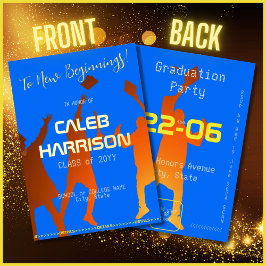 Bold Blue Modern Tech Abschluss Folieneinladung