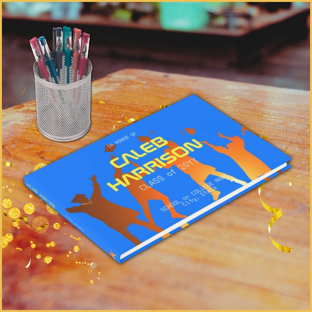 Bold Blue Modern Tech Abschluss Gästebuch (Von Creator hochgeladen)