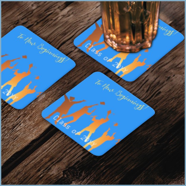 Bold Blue Modern Tech Abschluss Rechteckiger Pappuntersetzer (Von Creator hochgeladen)